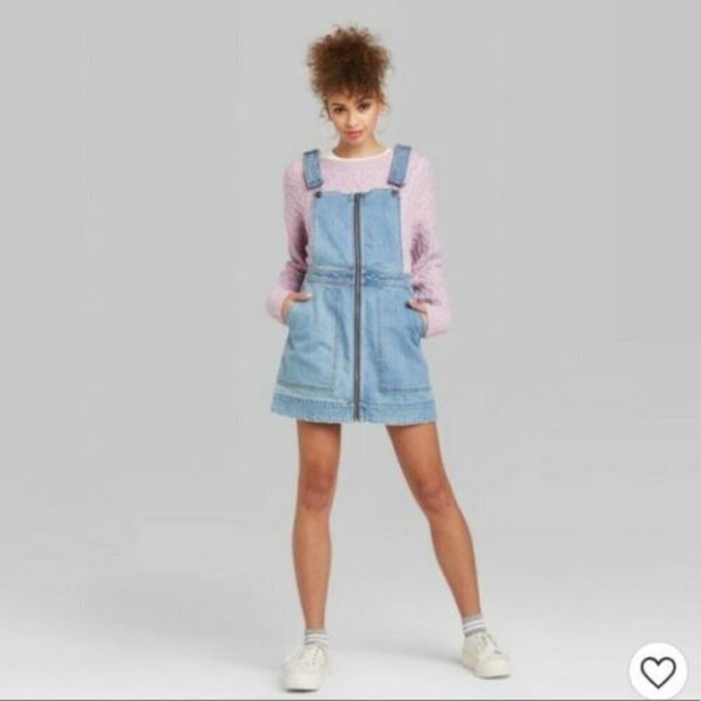 NWOT Wild Fable Denim mini dress overall Y2K style